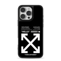 Off White Apple arrow hello print Phone Case for iPhone 11-17 & Samsung Galaxy S24-S26