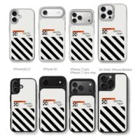 Off White NASA stripe arrow print Chris Brown Phone Case Black Electroplated Silver For Iphone 11 To 17