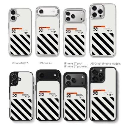 Off White NASA stripe arrow print Chris Brown Phone Case Black Electroplated Silver For Iphone 11 To 17