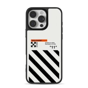 Off White NASA stripe arrow print Phone Case for iPhone 11-17 & Samsung Galaxy S24-S26