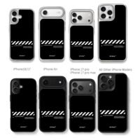 OffWhite Virgil Abloh stripe print Chris Brown Phone Case Black Electroplated Silver For Iphone 11 To 17