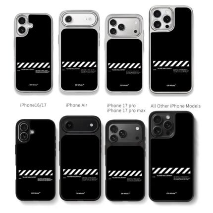 OffWhite Virgil Abloh stripe print Chris Brown Phone Case Black Electroplated Silver For Iphone 11 To 17