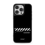 OffWhite Virgil Abloh stripe print iPhone 16 Pro Max Black Case