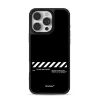 OffWhite Virgil Abloh stripe print iPhone 16 Pro Max Black Case