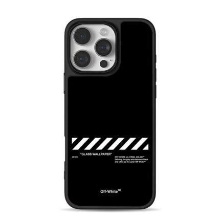 OffWhite Virgil Abloh stripe print iPhone 16 Pro Max Black Case