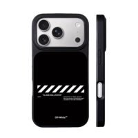 OffWhite Virgil Abloh stripe print iPhone 17 Pro Max Black Case