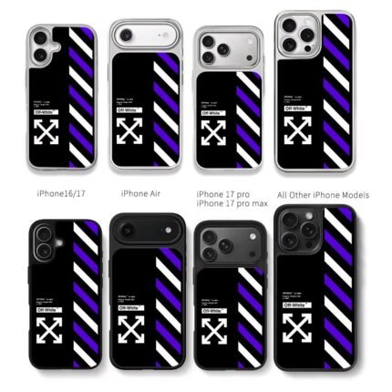 Off-White x Nike striped cross logo Chris Brown Phone Case Black Electroplated Silver For Iphone 11 To 17