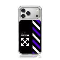 Off-White x Nike striped cross logo iPhone 17 Pro Max Electroplated Silver Case1