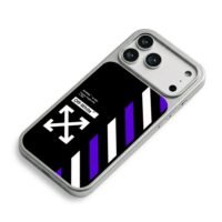 Off-White x Nike striped cross logo iPhone 17 Pro Max Electroplated Silver Case2