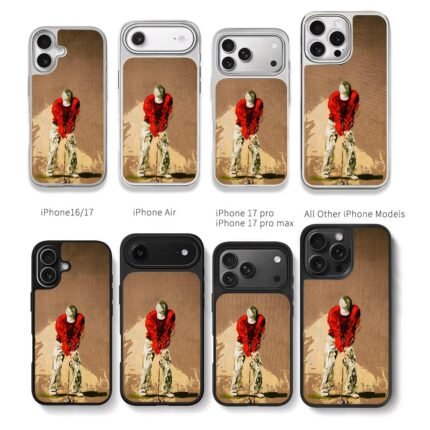 Oil painted golfer preparing swing Chris Brown Phone Case Black Electroplated Silver For Iphone 11 To 17