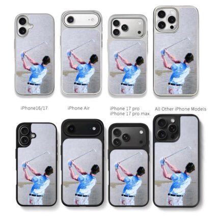 Oil painting of a golfer swing Chris Brown Phone Case Black Electroplated Silver For Iphone 11 To 17