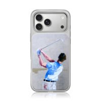 Oil painting of a golfer swing iPhone 17 Pro Max Electroplated Silver Case1