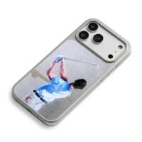 Oil painting of a golfer swing iPhone 17 Pro Max Electroplated Silver Case2