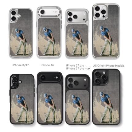 Oil painting of a golfer swinging Chris Brown Phone Case Black Electroplated Silver For Iphone 11 To 17