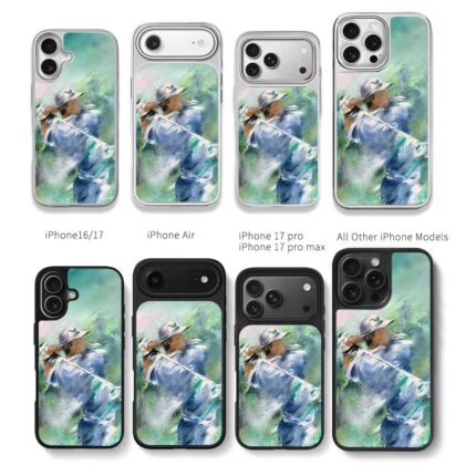 Oil painting of a golfer swinging Chris Brown Phone Case Black Electroplated Silver For Iphone 11 To 17