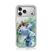 Oil painting of a golfer swinging iPhone 17 Pro Max Electroplated Silver Case1
