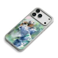 Oil painting of a golfer swinging iPhone 17 Pro Max Electroplated Silver Case2