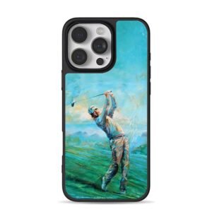 Oil painting of a golfer swinging on a golf course Phone Case for iPhone 11-17 & Samsung Galaxy S24-S26