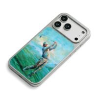 Oil painting of a golfer swinging on a golf course iPhone 17 Pro Max Electroplated Silver Case2