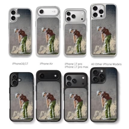 Oil painting of a putting golfer Chris Brown Phone Case Black Electroplated Silver For Iphone 11 To 17