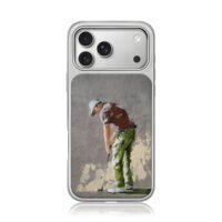 Oil painting of a putting golfer iPhone 17 Pro Max Electroplated Silver Case1
