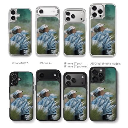 Oil painting swinging golf player Chris Brown Phone Case Black Electroplated Silver For Iphone 11 To 17