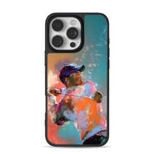 Oil painting Tiger Woods golf swing Phone Case for iPhone 11-17 & Samsung Galaxy S24-S26