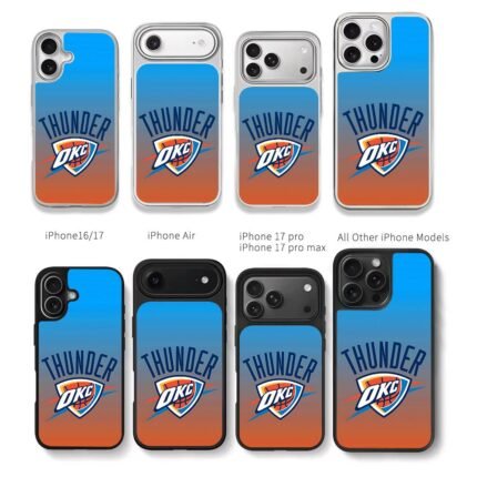 OKC Thunder NBA logo blue orange Chris Brown Phone Case Black Electroplated Silver For Iphone 11 To 17