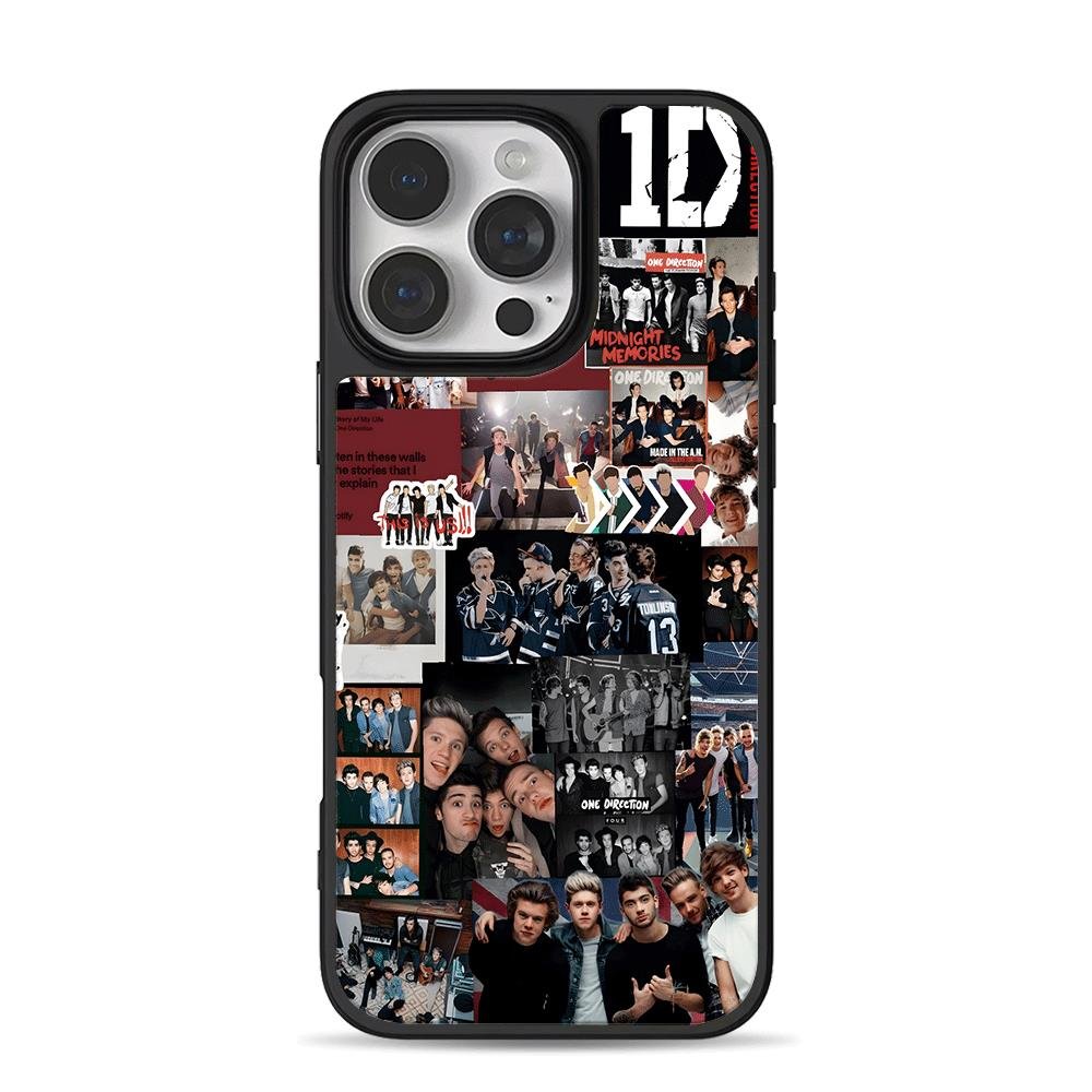 One Direction 1D fan photo collage iPhone 16 Pro Max Black Case One Direction 1D fan photo collage Phone Case for iPhone 11-17 & Samsung Galaxy S24-S26 - Image 1