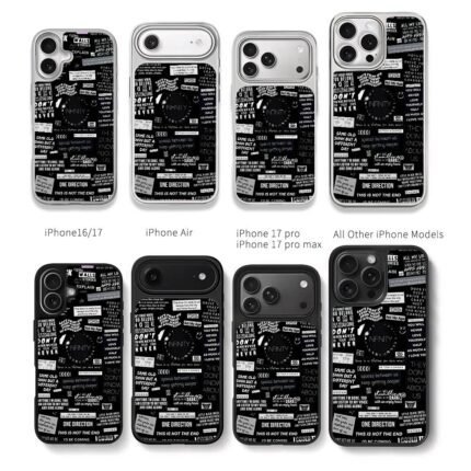 One Direction lyrics collage black Chris Brown Phone Case Black Electroplated Silver For Iphone 11 To 17