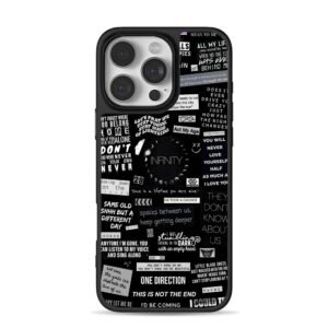 One Direction lyrics collage black iPhone 16 Pro Max Black Case