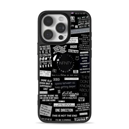 One Direction lyrics collage black iPhone 16 Pro Max Black Case