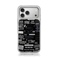 One Direction lyrics collage black iPhone 17 Pro Max Electroplated Silver Case1