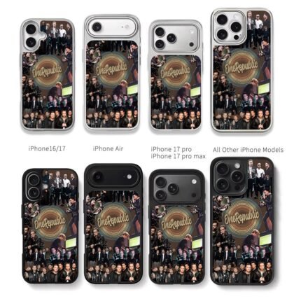 OneRepublic band collage vinyl logo Chris Brown Phone Case Black Electroplated Silver For Iphone 11 To 17