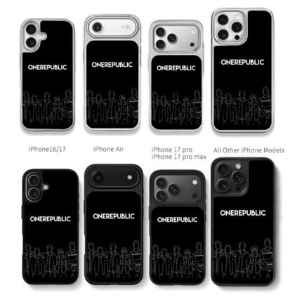 OneRepublic band line art Chris Brown Phone Case Black Electroplated Silver For Iphone 11 To 17