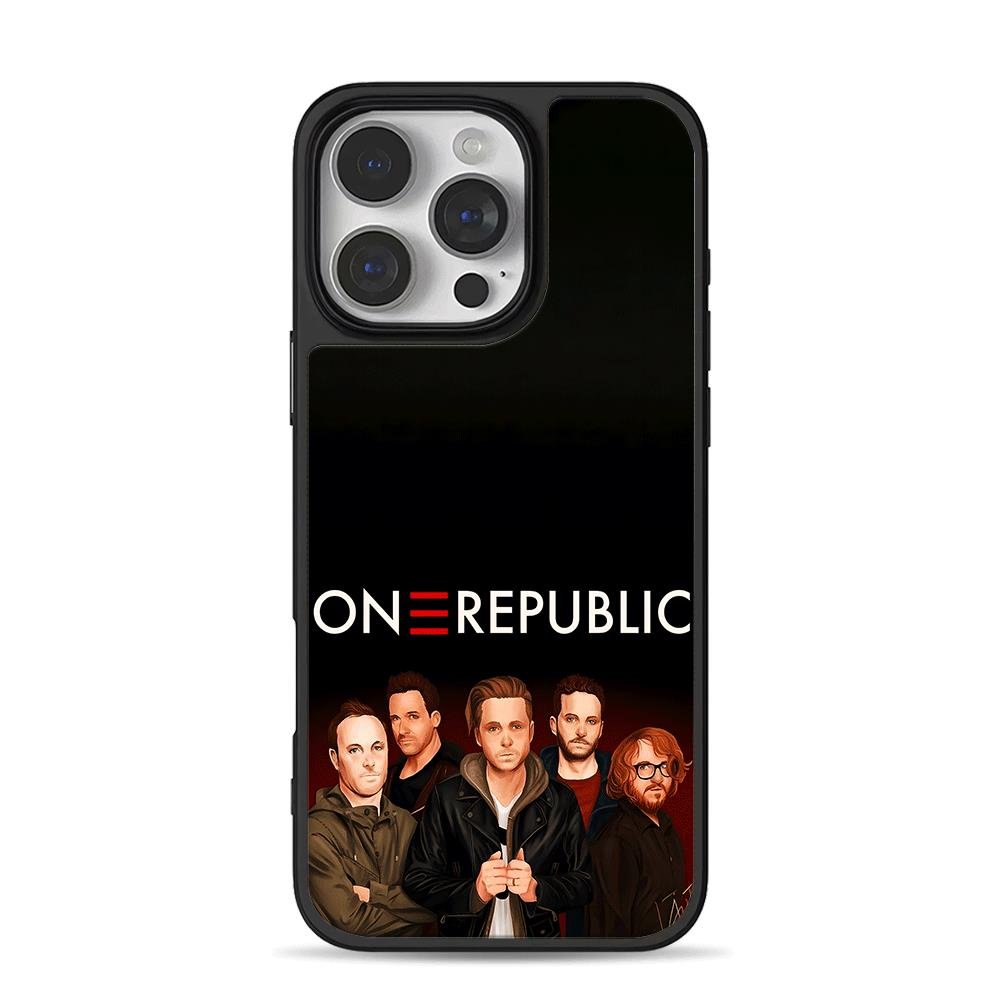 OneRepublic cartoon band art iPhone 16 Pro Max Black Case OneRepublic cartoon band art Phone Case for iPhone 11-17 & Samsung Galaxy S24-S26 - Image 1