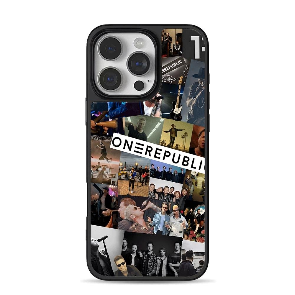 OneRepublic concert photo collage iPhone 16 Pro Max Black Case OneRepublic concert photo collage Phone Case for iPhone 11-17 & Samsung Galaxy S24-S26 - Image 1