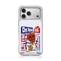 Oni Neko maneki neko oni mask lucky iPhone 17 Pro Max Electroplated Silver Case1