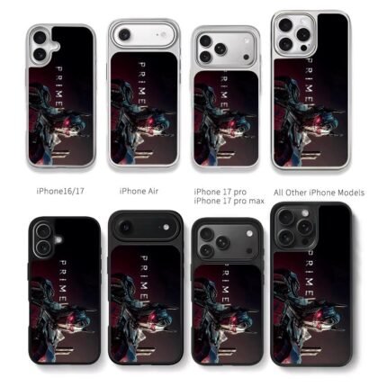 Optimus Prime robot with PRIME text Chris Brown Phone Case Black Electroplated Silver For Iphone 11 To 17