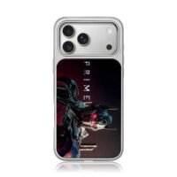 Optimus Prime robot with PRIME text iPhone 17 Pro Max Electroplated Silver Case1