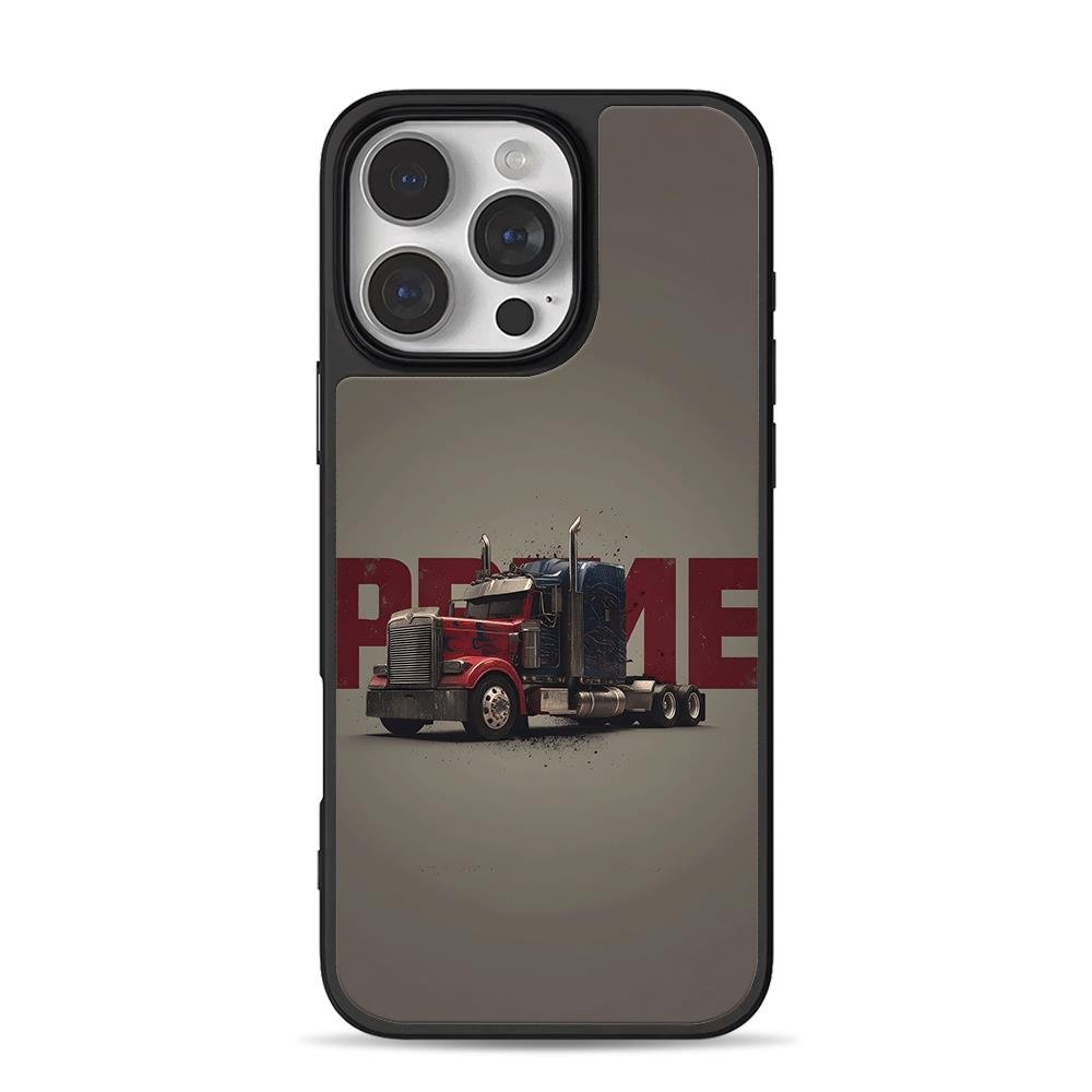 Optimus Prime truck with PRIME text iPhone 16 Pro Max Black Case Optimus Prime truck with PRIME text Phone Case for iPhone 11-17 & Samsung Galaxy S24-S26 - Image 1