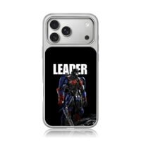 Optimus Prime with Leader on black iPhone 17 Pro Max Electroplated Silver Case1