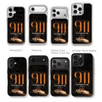 Orange 911 Porsche Singer car art Chris Brown Phone Case Black Electroplated Silver For Iphone 11 To 17