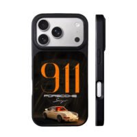 Orange 911 Porsche Singer car art iPhone 17 Pro Max Black Case