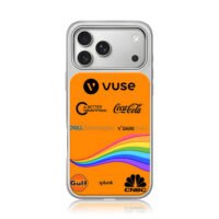 Orange brand logos rainbow waves iPhone 17 Pro Max Electroplated Silver Case1