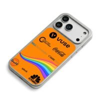 Orange brand logos rainbow waves iPhone 17 Pro Max Electroplated Silver Case2