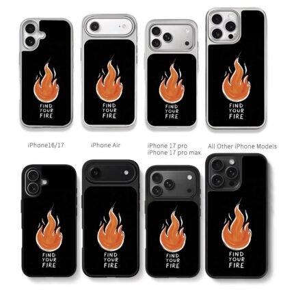 Orange flame with Find Your Fire Chris Brown Phone Case Black Electroplated Silver For Iphone 11 To 17