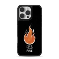Orange flame with Find Your Fire iPhone 16 Pro Max Black Case