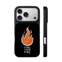 Orange flame with Find Your Fire iPhone 17 Pro Max Black Case