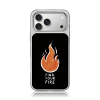 Orange flame with Find Your Fire iPhone 17 Pro Max Electroplated Silver Case1